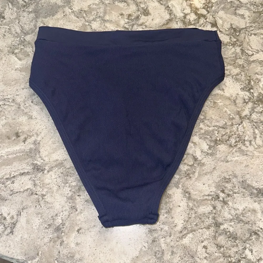 👙 L*Space Navy Ribbed Bitsy Cut Bikini Bottom - Size S
